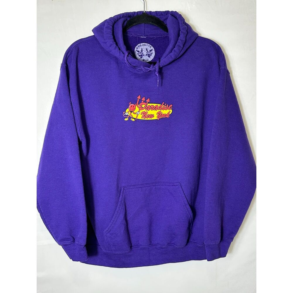 Paradise NYC Skateboards Purple Devil Double Sided Graphic Art Hoodie Size M